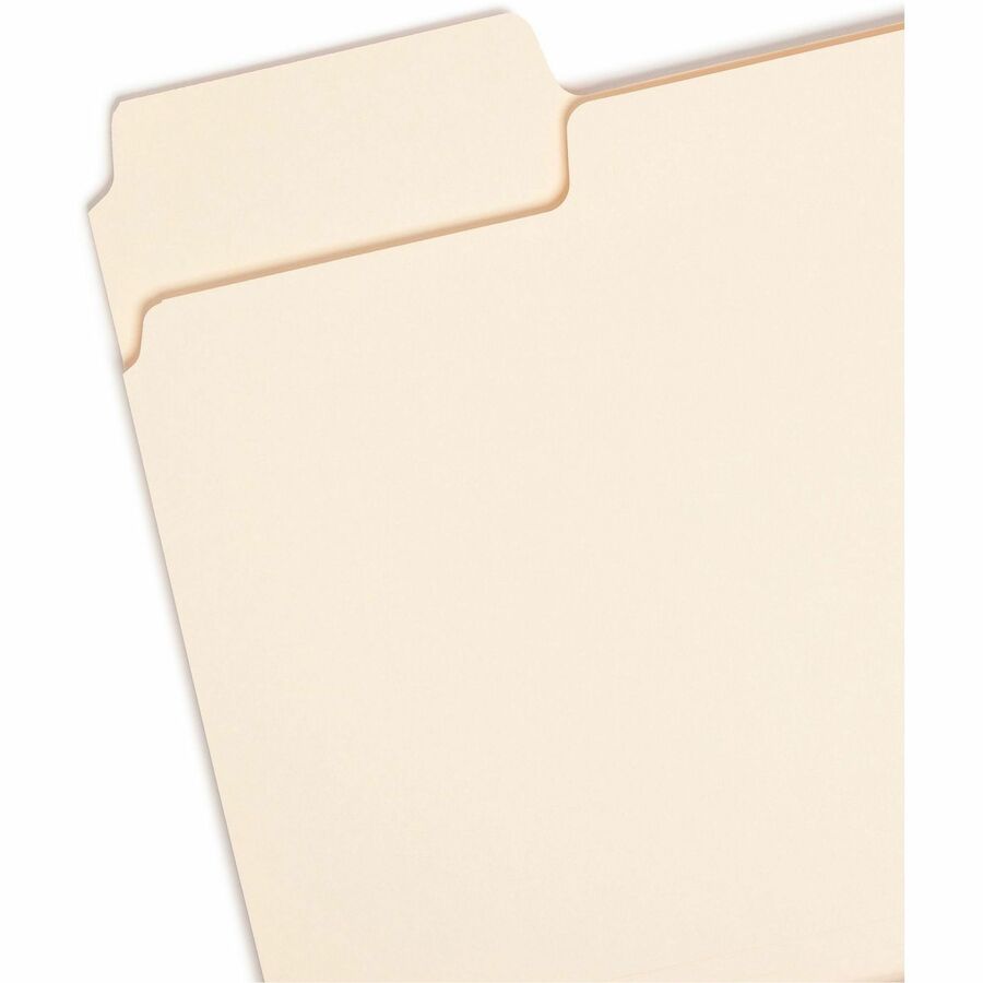 Smead SuperTab 1/3 Tab Cut Letter Recycled Top Tab File Folder - 8 1/2" x 11" - 3/4" Expansion - Top Tab Location - Assorted Tab Position - 14 pt. - 1 Plys - Manila - Durable, Heavyweight - 10% Recycled - 50 / Box