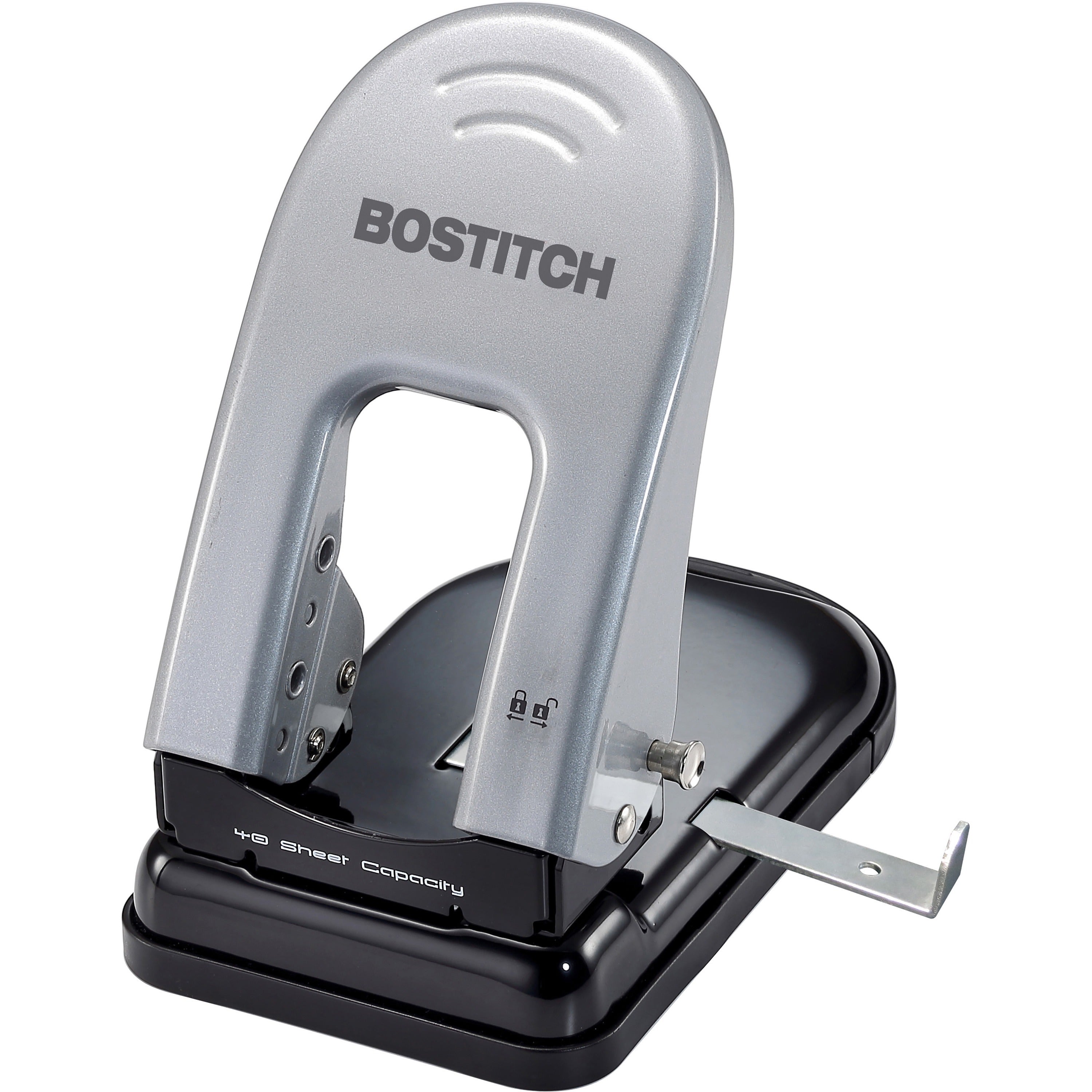 2 Punch Head(s) - 40 Sheet - 9/32" Punch Size - 6.5" Width x 2.8" Height - Black, Silver
