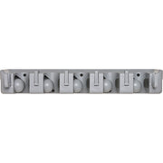 Genuine Joe Cleaning Tool Wall Organizer Rack - 5 x Broom - 3.75" Height x 16.50" Width x 2.75" Depth - Handle, Hanging Hook, Sturdy - Gray - ABS Plastic - 1 Each