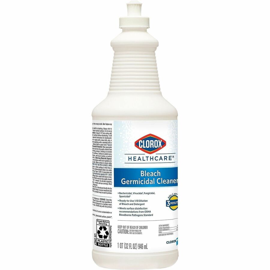 Clorox Healthcare Pull-Top Bleach Germicidal Cleaner - For Hard Surface, Nonporous Surface - Ready-To-Use - 32 fl oz (1 quart) - Disinfectant, Anti-corrosive - White - 1 Each