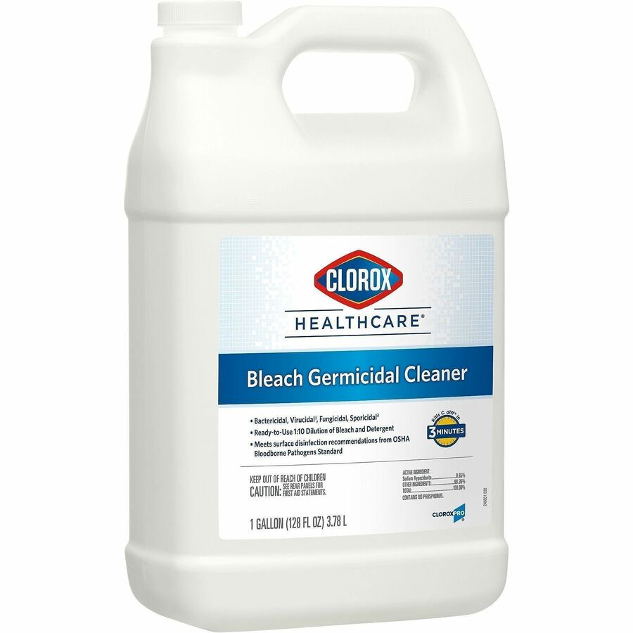 Clorox Healthcare Bleach Germicidal Cleaner Refill - For Nonporous Surface, Hard Surface - Concentrate - Liquid - 128 fl oz (4 quart) - Disinfectant, Anti-corrosive, Unscented - White Bottle - 1 Each