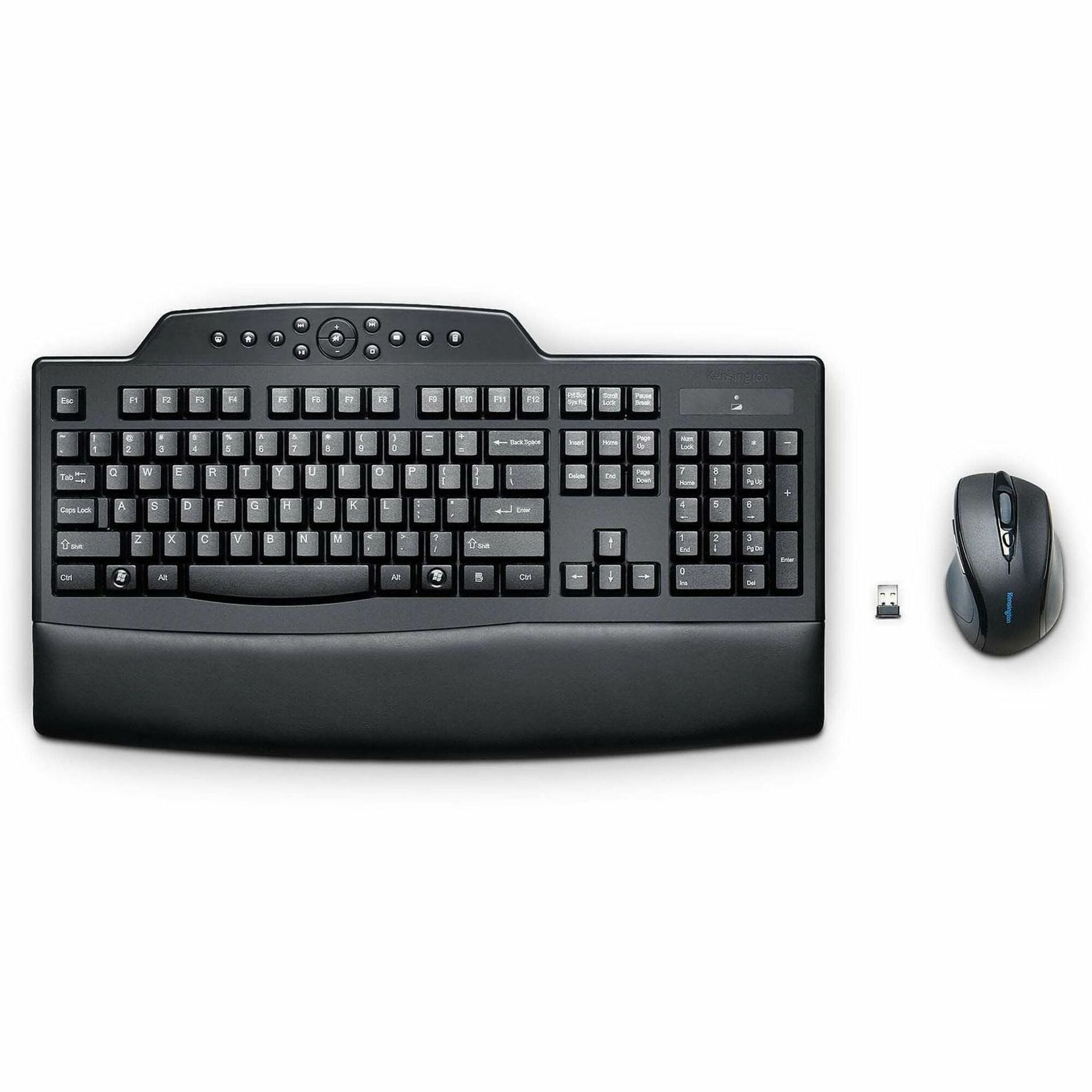 Kensington Pro Fit Wireless Desktop Set - USB Wireless RF 2.40 GHz Keyboard - Black - USB Wireless RF Mouse - Black - Right-handed for PC - 1 Each