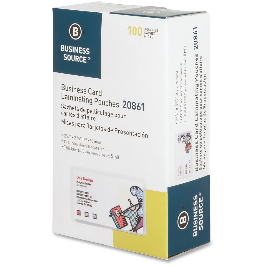 Business Source 5 mil Business Card Laminating Pouches