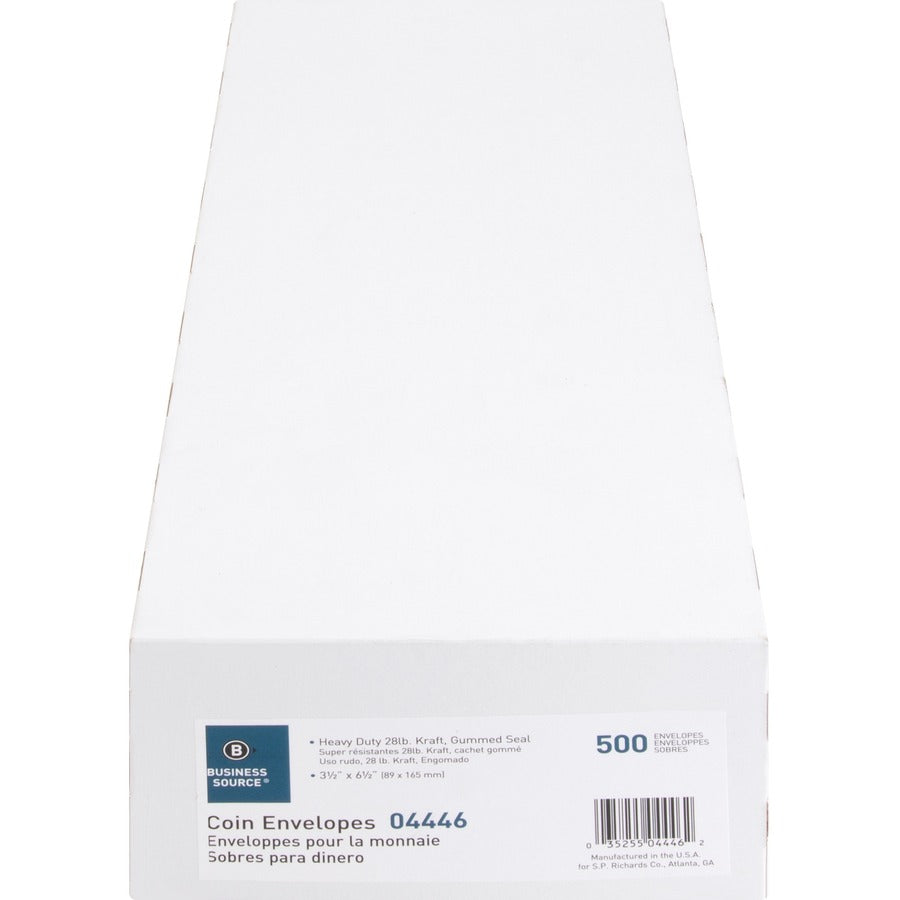 Coin - #7 - 3 1/2" Width x 6 1/2" Length - 28 lb - Gummed - Brown Kraft - Kraft - 500 / Box