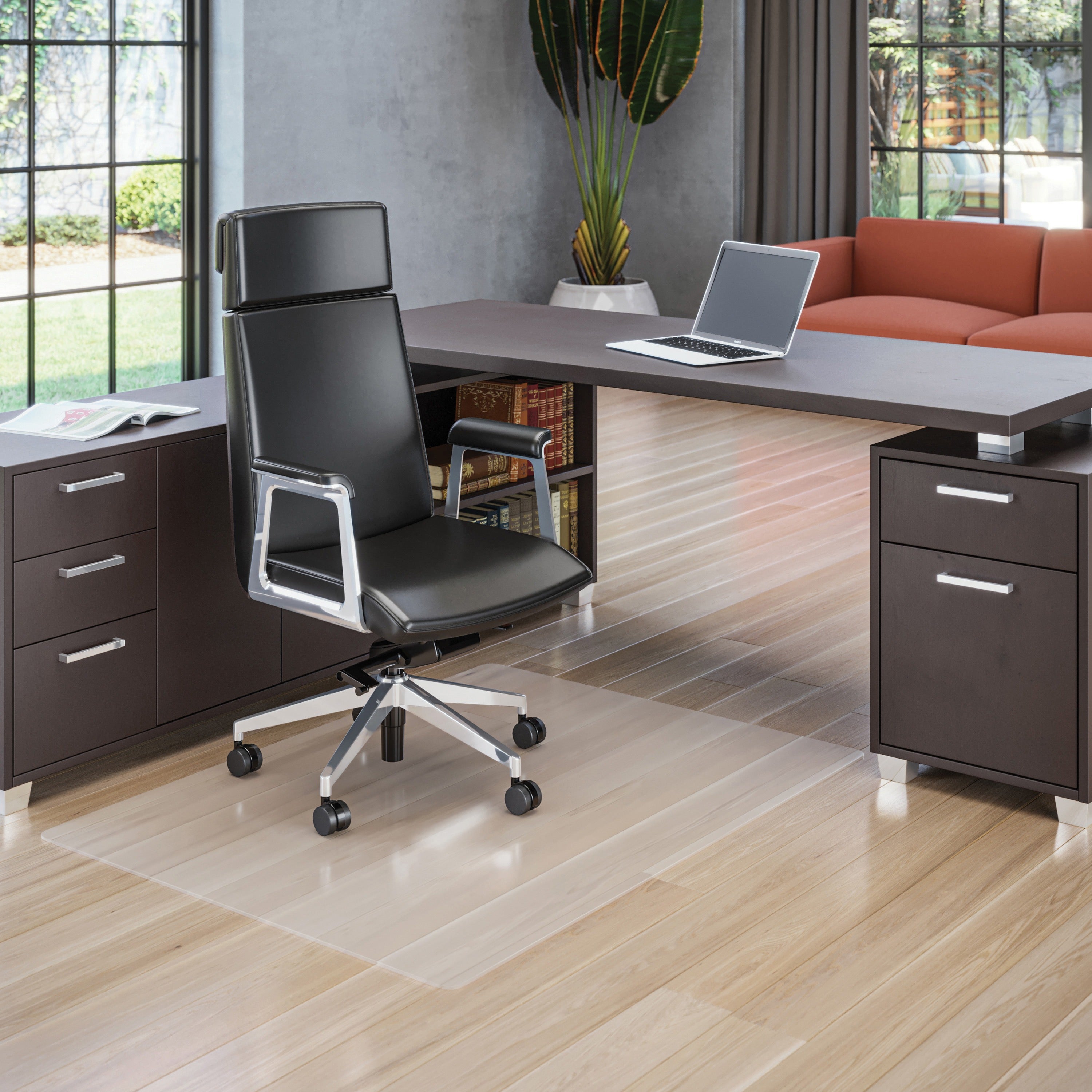 Deflecto Polycarbonate Chair Mat for Hard Floors - Hard Floor - 48" Length x 36" Width - Rectangular - Polycarbonate - Clear - 1 Each