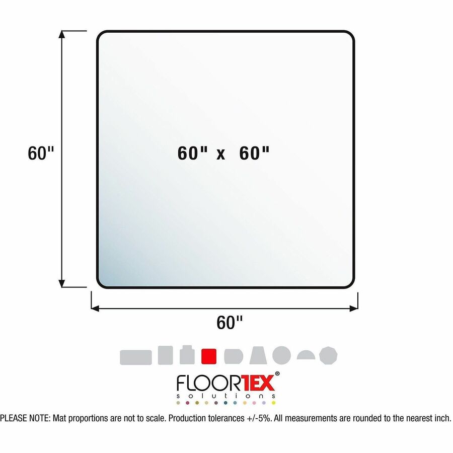 Hard Floor, Home, Office - 60" Length x 60" Width x 0.075" Depth x 0.075" Thickness - Rectangular - Polycarbonate - Clear - 1 Each - TAA Compliant