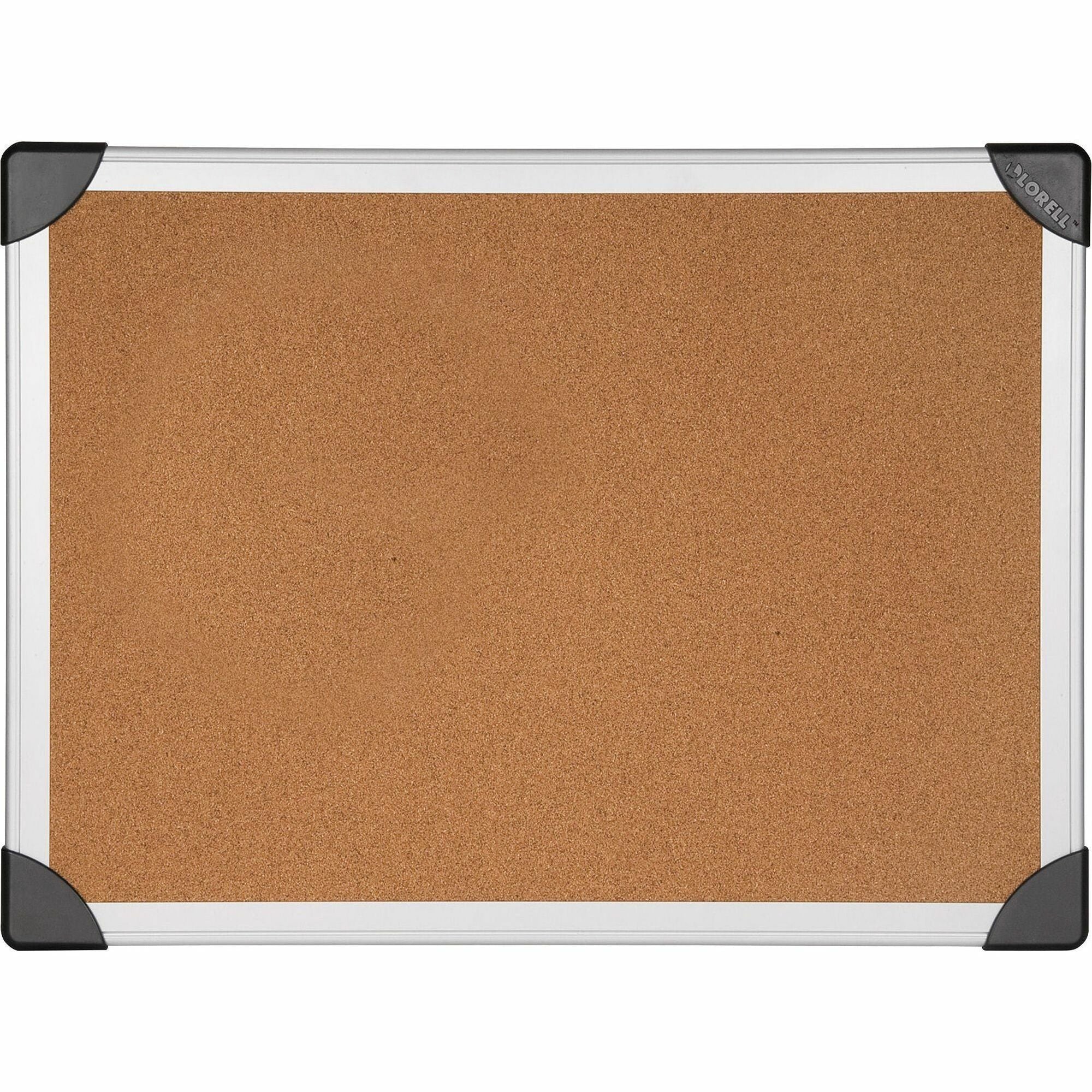 Lorell Corkboard - 24" Board Height x 36" Board Width - Cork Surface - Durable, Resist Warping, Laminated, Resilient - Aluminum Frame - 1 Each