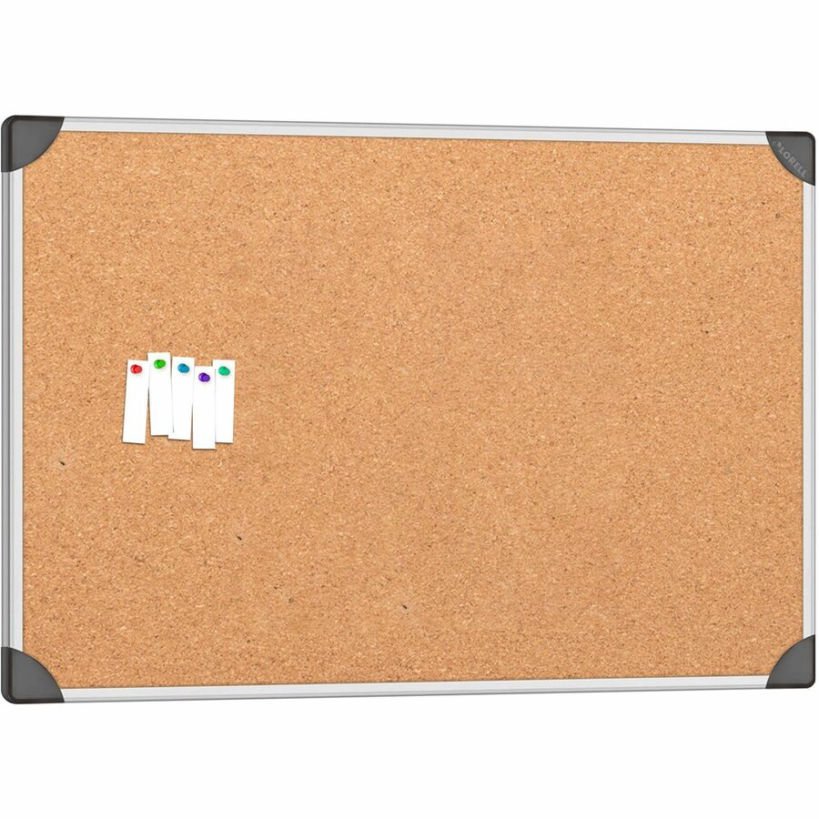 Lorell Corkboard - 24" Board Height x 36" Board Width - Cork Surface - Durable, Resist Warping, Laminated, Resilient - Aluminum Frame - 1 Each