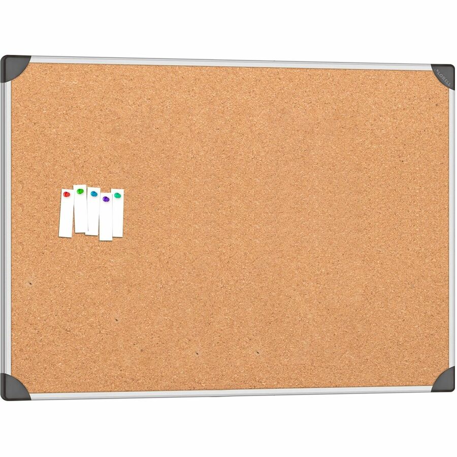 Lorell Corkboard - 36" Board Height x 48" Board Width - Cork Surface - Laminated, Resist Warping, Durable, Resilient - Aluminum Frame - 1 Each