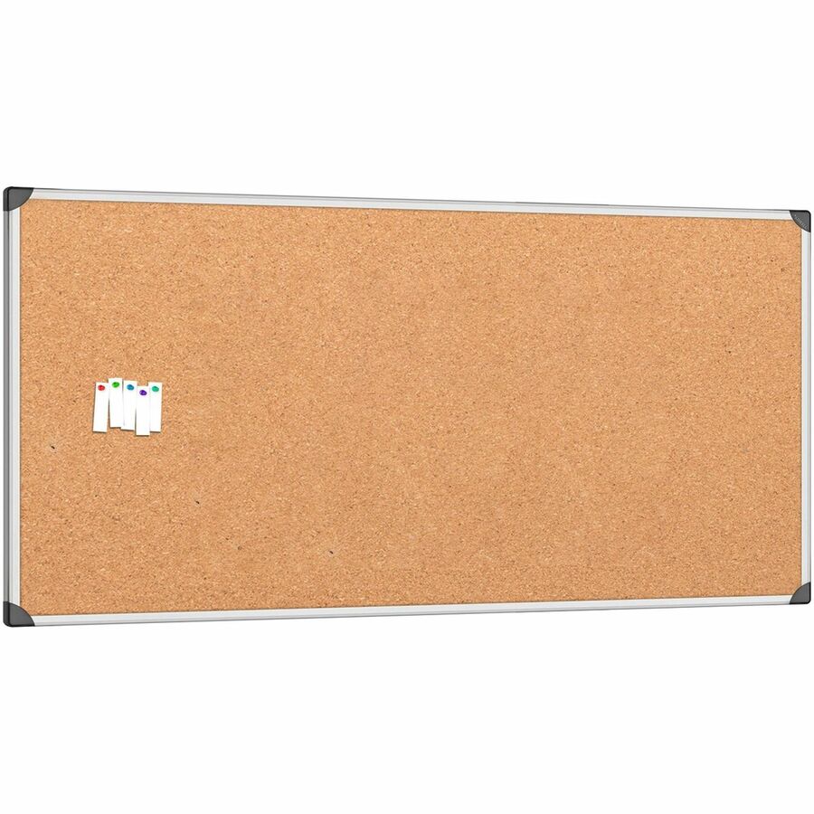 Lorell Corkboard - 48" Board Height x 96" Board Width - Cork Surface - Resist Warping, Durable, Laminated, Resilient - Aluminum Frame - 1 Each