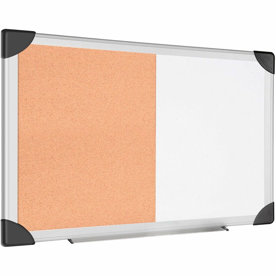 Lorell Combo Dry-Erase/Cork Board - 18" Board Height x 24" Board Width - Natural Cork Surface - Self-healing - Aluminum Frame - 1 Each