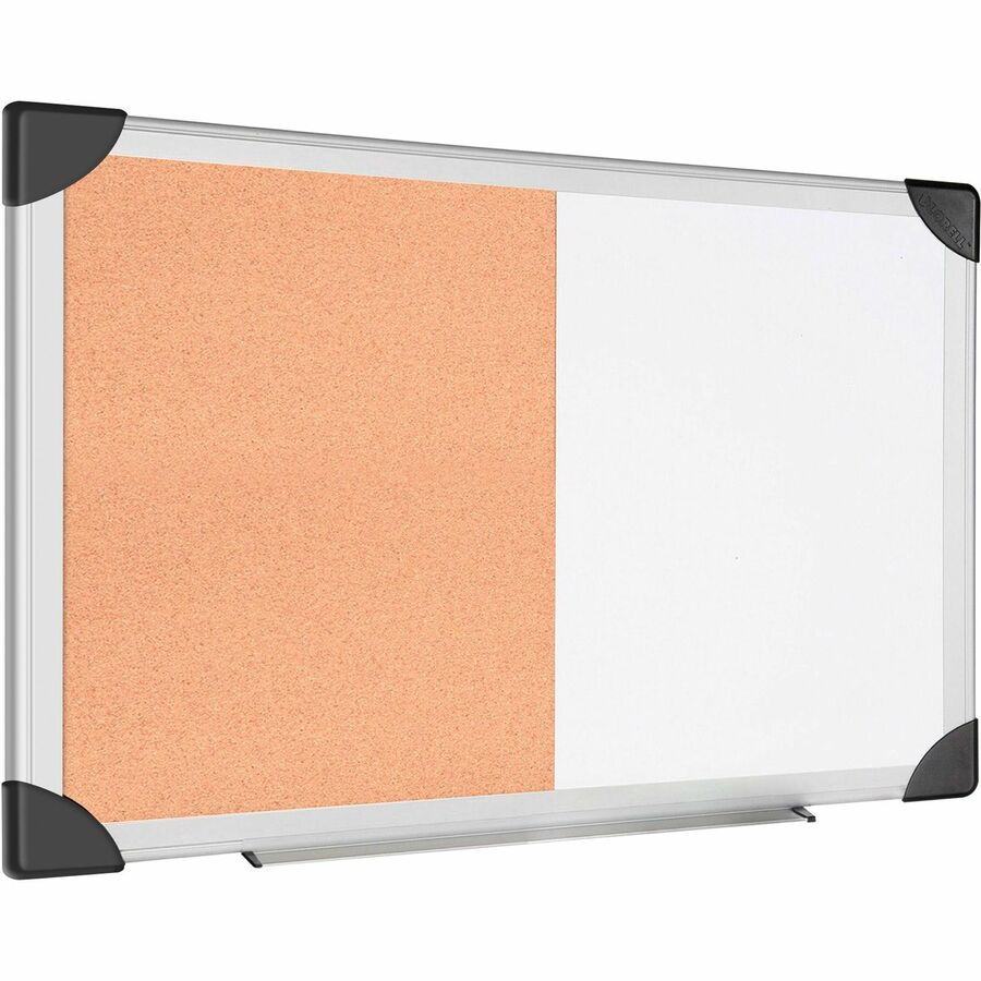 Lorell Combo Dry-Erase/Cork Board - 24" Board Height x 36" Board Width - Natural Cork Surface - Self-healing - Aluminum Frame - 1 Each