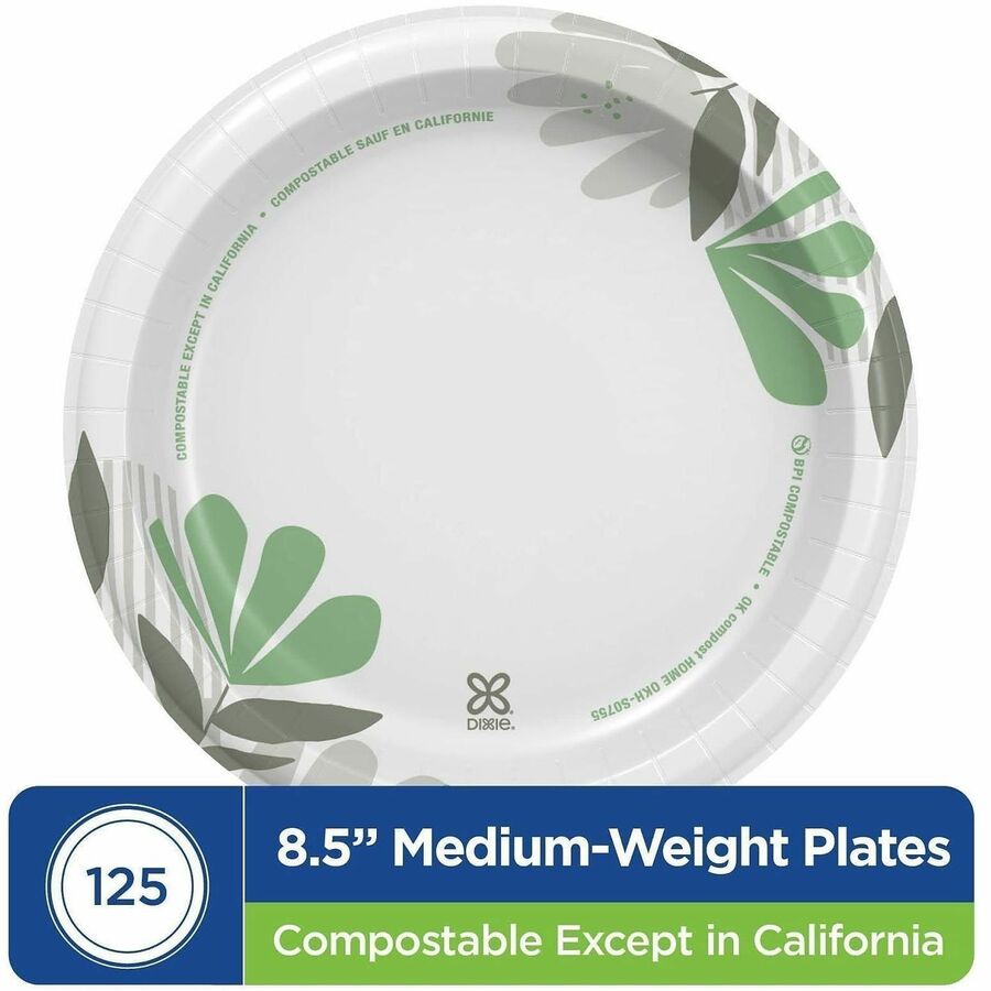 8.5" Diameter - White - Paper Body - 125/Pack - 8 / Carton