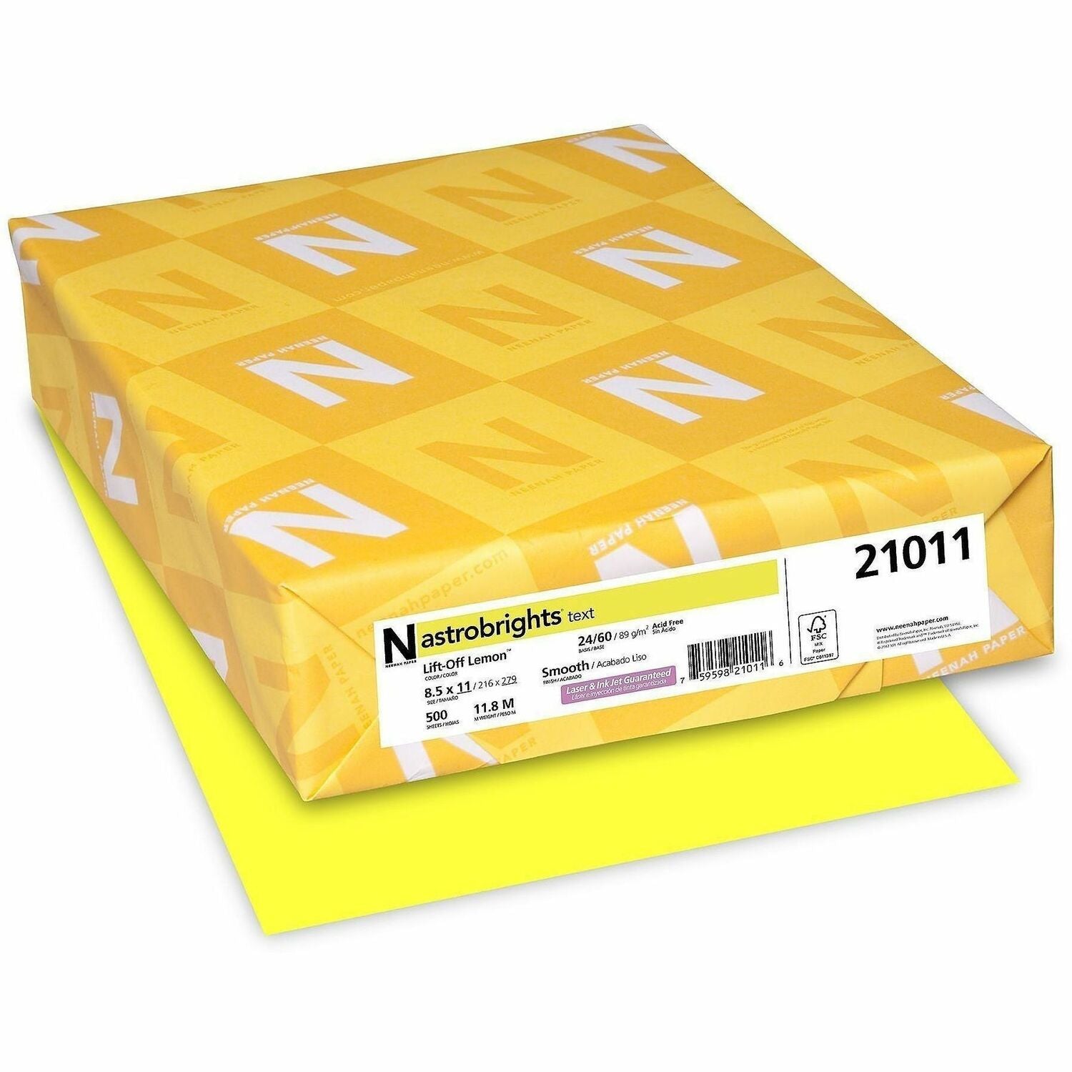 Letter - 8 1/2" x 11" - 24 lb Basis Weight - Acid-free, Lignin-free - Lemon (Yellow) - 500 Sheets - 500 / Pack