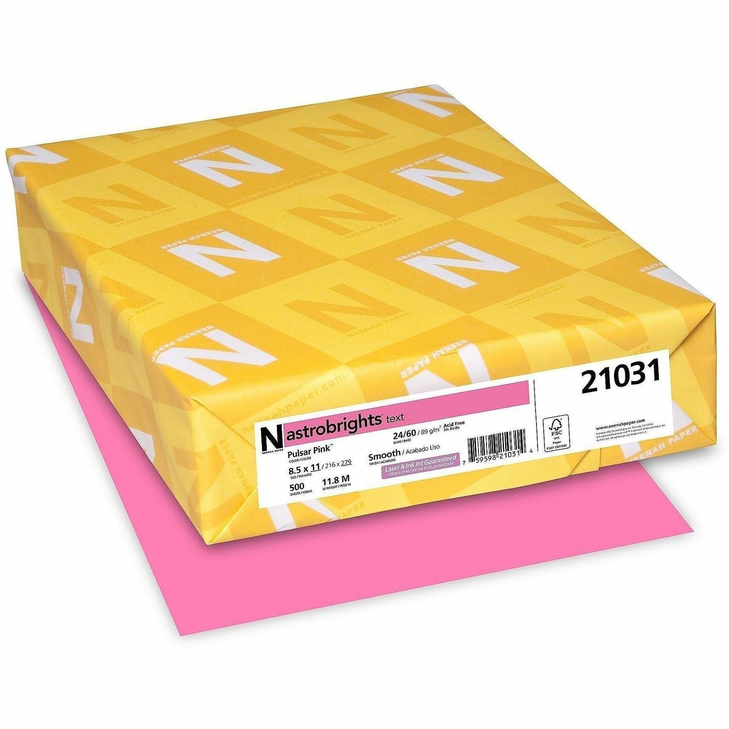 Letter - 8 1/2" x 11" - 24 lb Basis Weight - Acid-free, Lignin-free - Pulsar Pink - 500 Sheets - 500 / Pack