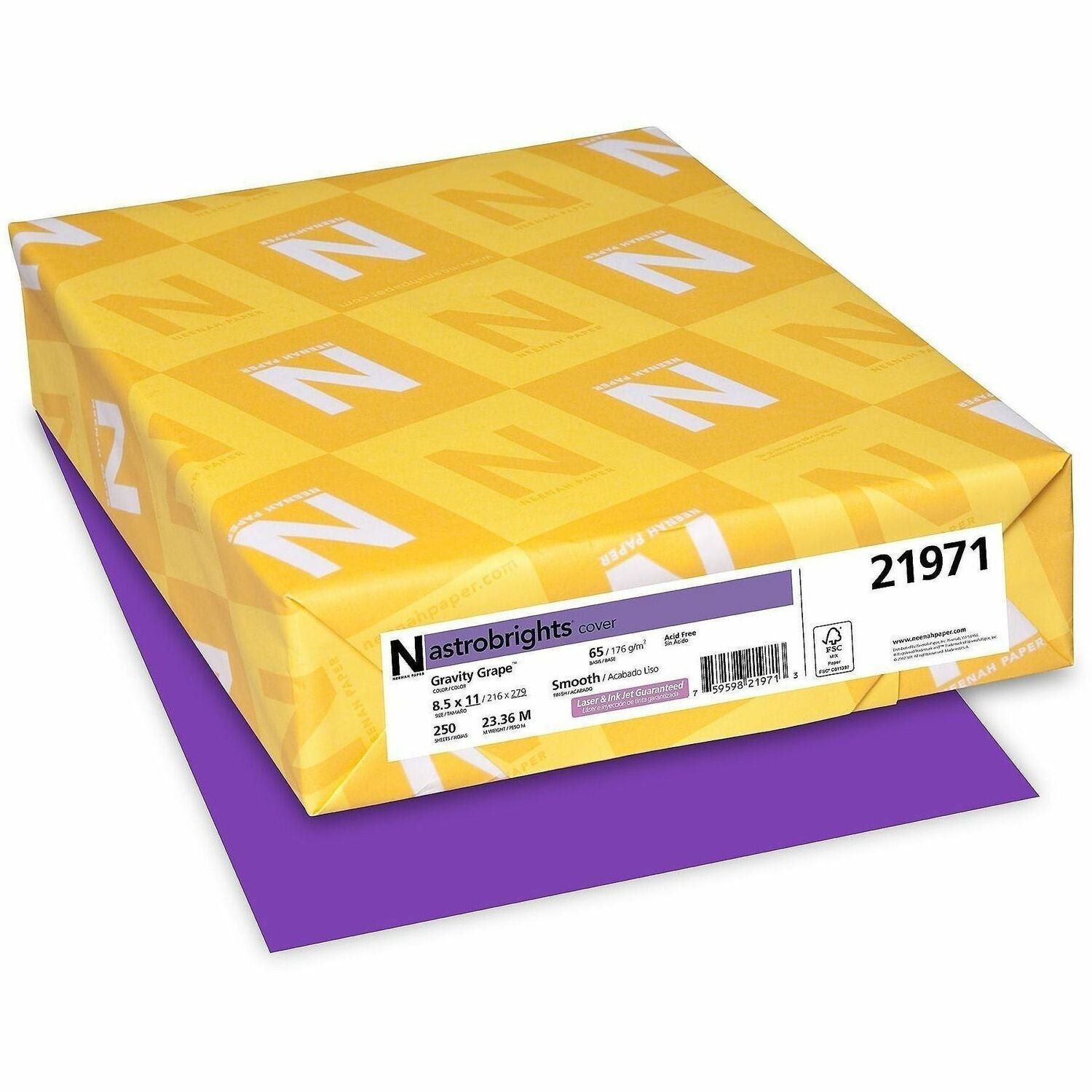 Letter - 8 1/2" x 11" - 65 lb Basis Weight - Acid-free, Lignin-free - Gravity Grape (Purple) - 1 Pack