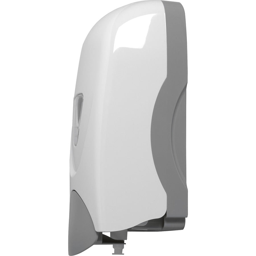 Genuine Joe Foam-Eeze Foam Soap Dispenser - Manual - 1.06 quart Capacity - Refillable, Site Window, Durable - Gray, White - 1 Each