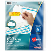 Avery Big Tab Clear Label Index Maker Dividers, 25 Dividers, 5 Tabs per Set, Letter Size, White, 3-Hole Punched, Double-Sided, Reinforced Edges, Tear Resistant, Printable, 1 Pack