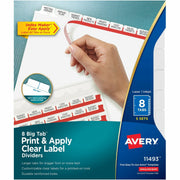 Avery Big Tab Clear Label Index Maker Dividers, 40 Dividers, 8 Tabs per Set, Letter Size, White, 3-Hole Punched, Double-Sided, Reinforced Edges, Printable, 1 Pack