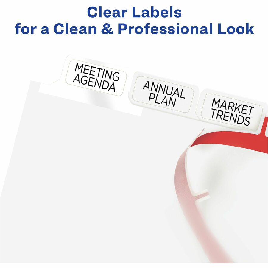 Avery Big Tab Clear Label Index Maker Dividers, 40 Dividers, 8 Tabs per Set, Letter Size, White, 3-Hole Punched, Double-Sided, Reinforced Edges, Printable, 1 Pack