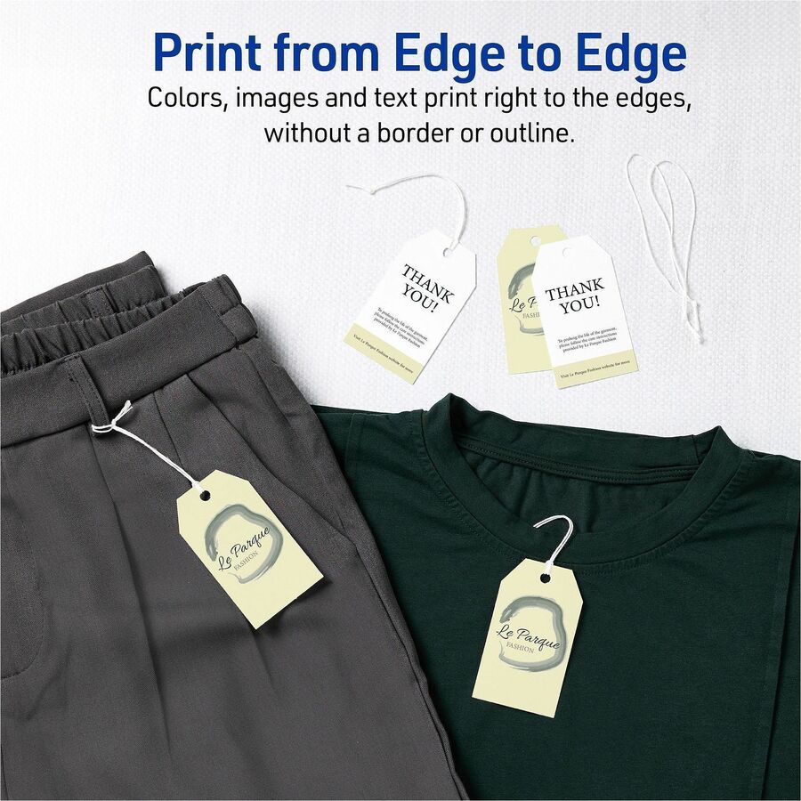 3.50" Length x 2" Width - Rectangular - String Fastener - Card Stock - White - 1 Pack