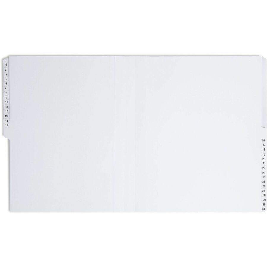 Printed Tab(s) - Digit - 1-31 - Letter - 8.50" Width x 11" Length - 35% Recycled - 1 Each