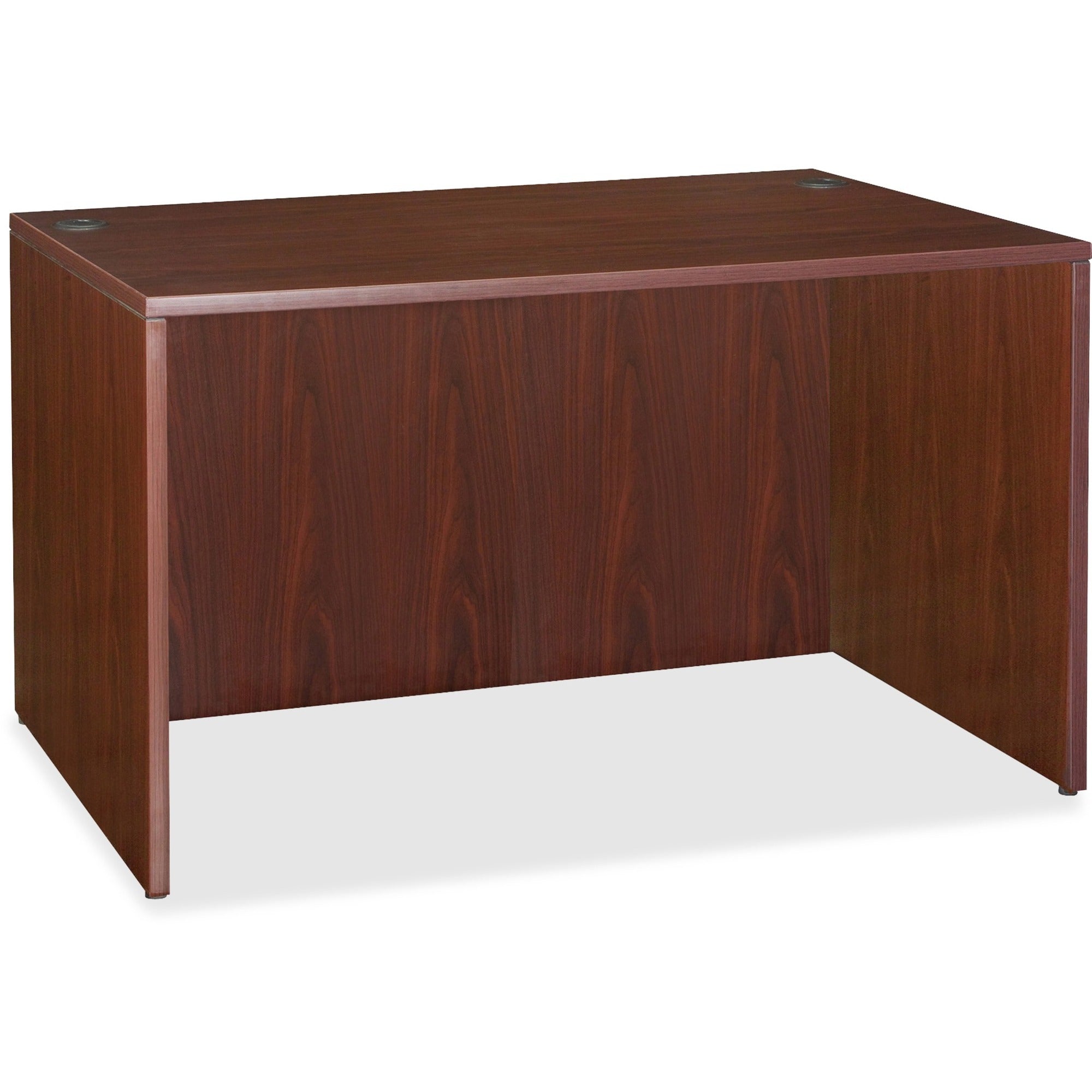 Lorell Essentials Series Rectangular Desk Shell - 29.5" Height x 47.3" Width x 23.6" Depth - Finish: Laminate, Mahogany - Leveling Glide - 1 Each