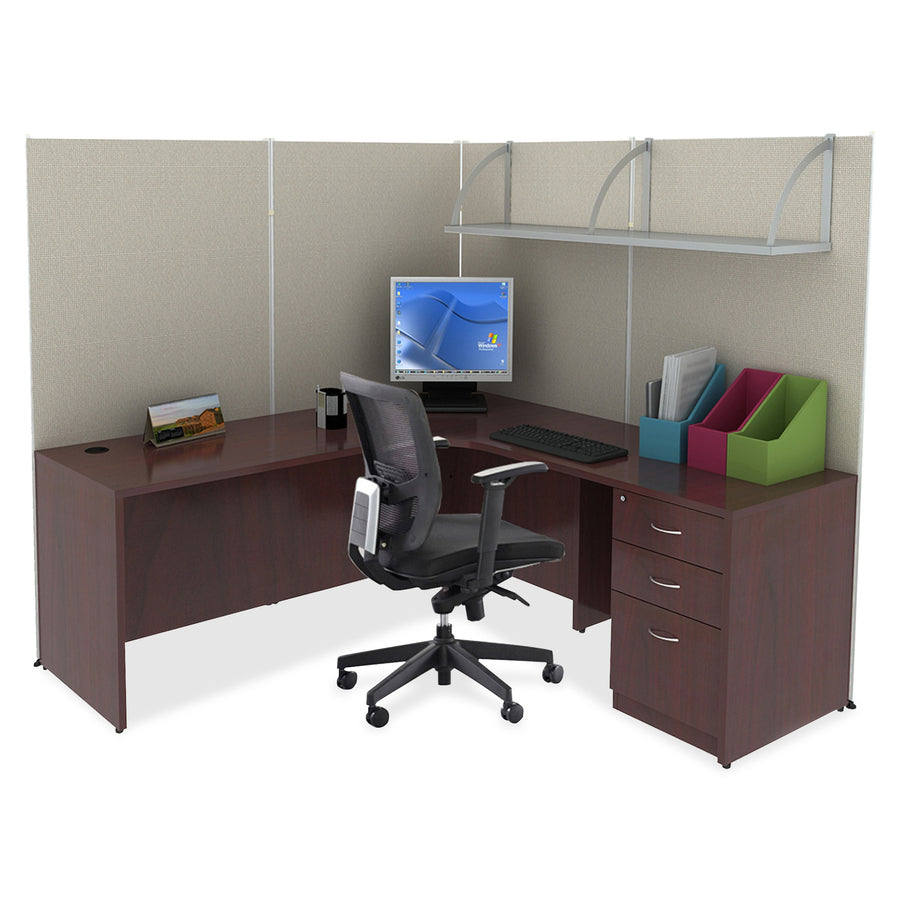 Lorell Essentials Series Rectangular Desk Shell - 29.5" Height x 47.3" Width x 29.5" Depth x 1" Thickness - Finish: Laminate, Mahogany - Grommet, Modesty Panel, Cord Management, Adjustable Feet - 1 Each