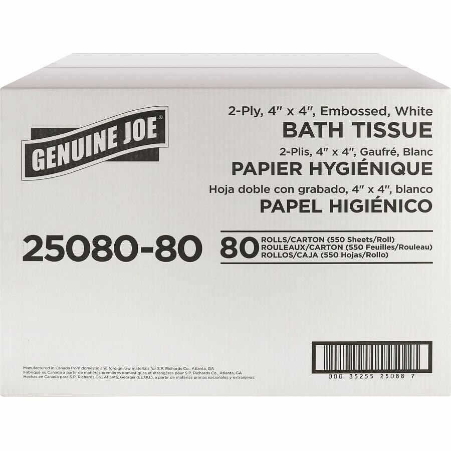2 Ply - 4" Width x 4" Length - 550 Sheets/Roll - 1 5/8" Core - White - 80 / Carton