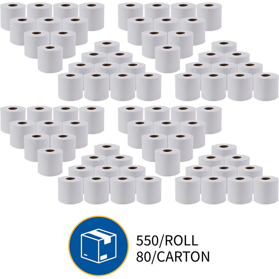 2 Ply - 4" Width x 4" Length - 550 Sheets/Roll - 1 5/8" Core - White - 80 / Carton