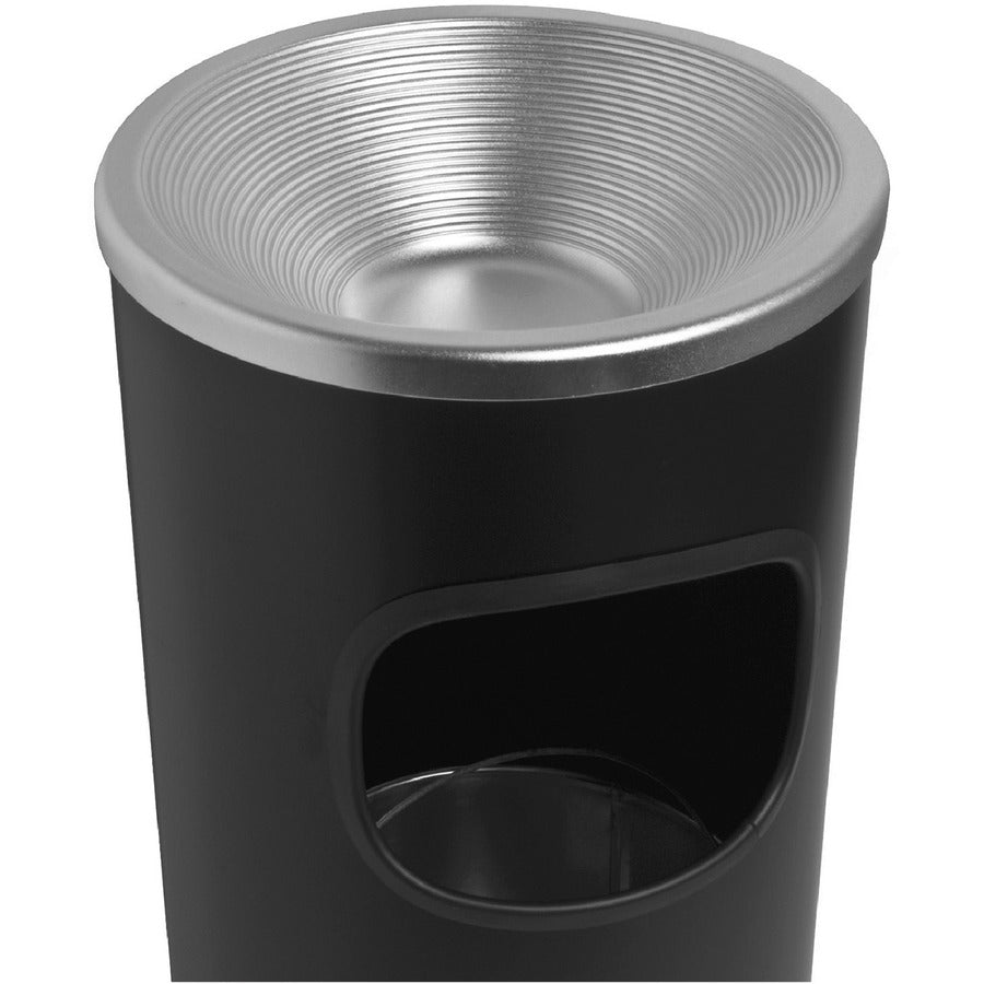 Genuine Joe Fire-safe 3-Gallon Ashtray Receptacle - 3 gal Capacity - Removable Lid, Fire-Safe - 28" Height x 11" Width - Aluminum, Stainless Steel - Aluminum, Black - 1 Each