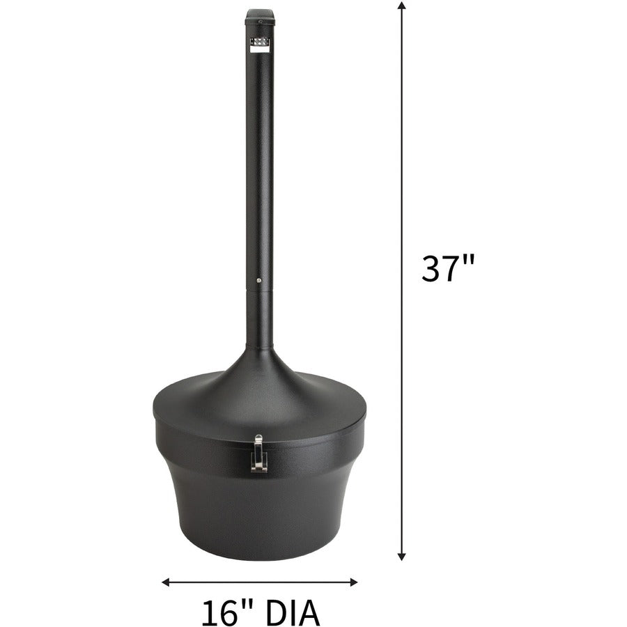 Genuine Joe 4.25 Gal Fire-safe Smoking Receptacle - 4.25 gal Capacity - Powder Coated, Durable, Weather Resistant, Fire-Safe, Handle - 37" Height x 16" Width - Galvanized Steel - Black - 1 Each