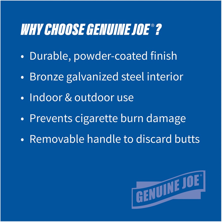 Genuine Joe 4.25 Gal Fire-safe Smoking Receptacle - 4.25 gal Capacity - Fire-Safe, Powder Coated, Weather Resistant, Handle, Sturdy, Durable, Long Lasting - 37" Height x 16" Width - Galvanized Steel - Bronze - 1 Each