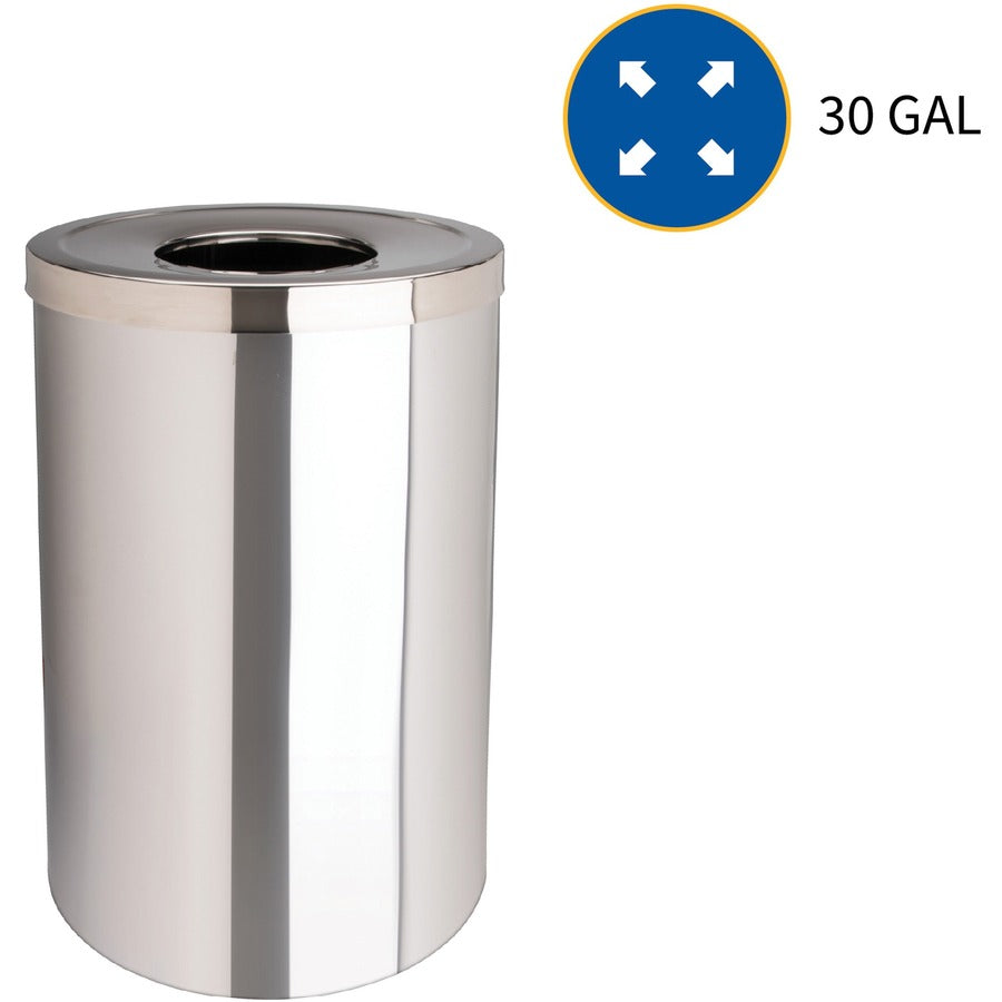 Genuine Joe 30 Gallon Stainless Steel Trash Receptacle