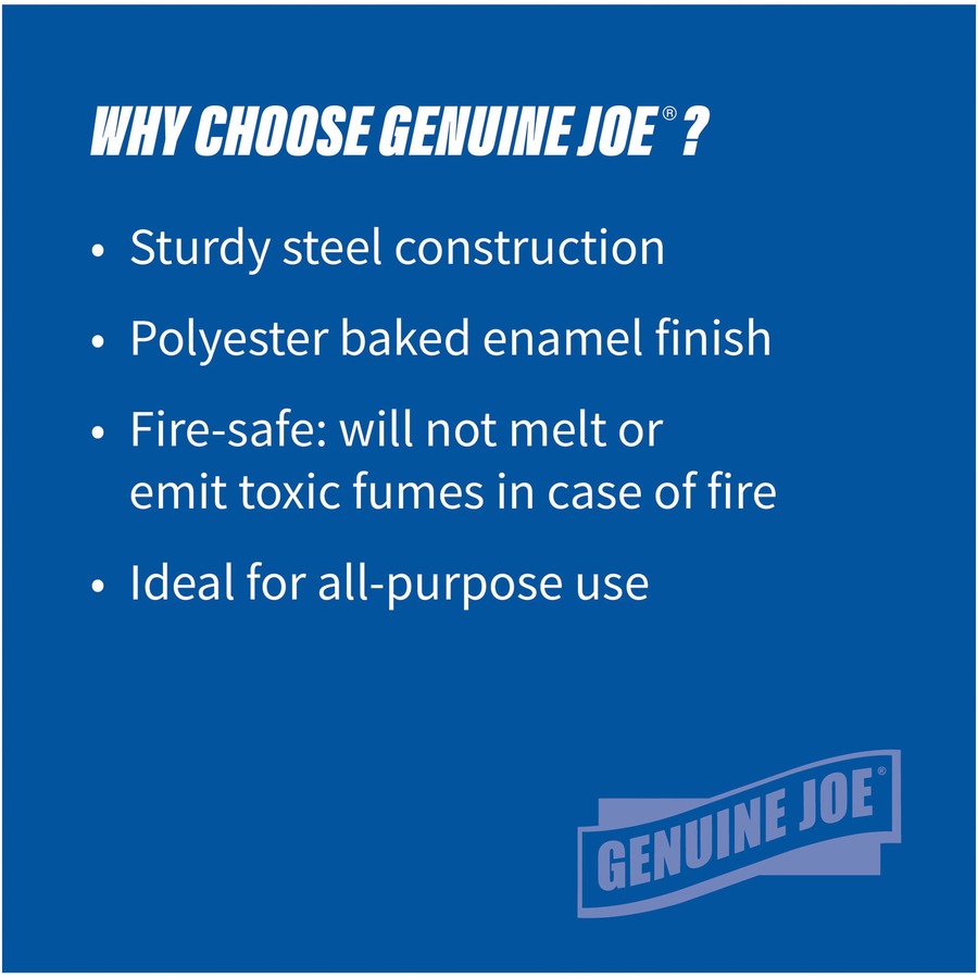 Genuine Joe 6-gallon Fire-safe Trash Can - 6 gal Capacity - Fire-Safe, Sturdy - 14" Height x 13" Diameter - Metal, Steel - Black - 1 Each