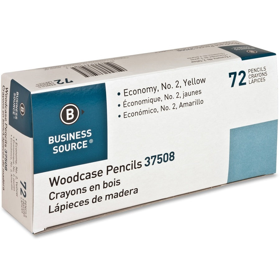Business Source Woodcase No. 2 Pencils - #2 - Yellow Wood Barrel - 1 Box