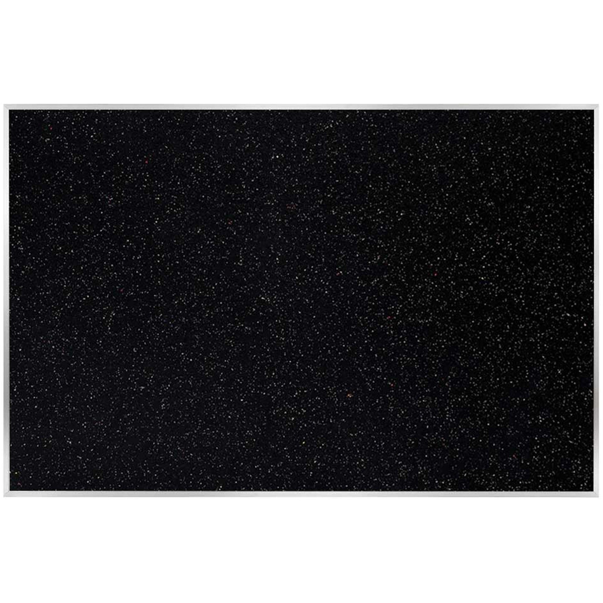Ghent Recycled Bulletin Board with Aluminum Frame, 48" x 10 ft, Confetti Rubber Surface, Satin Aluminum Frame, Self-healing, Washable, Durable, Stain and Fade Resistant, Eco-friendly, 1 Each