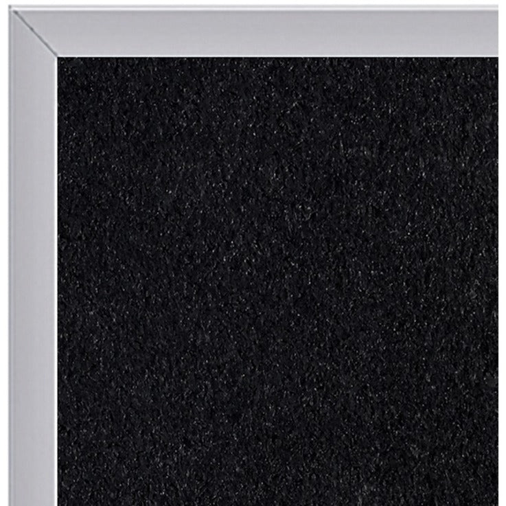 Ghent Recycled Bulletin Board, 36" x 60", Black Rubber Surface, Silver Aluminum Frame, 1 Each