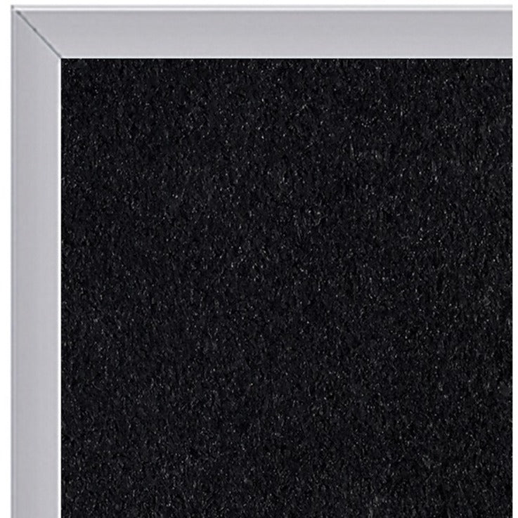 Ghent Recycled Bulletin Board, 24" x 36", Black Rubber Surface, Satin Anodized Aluminum Frame, 1 Each