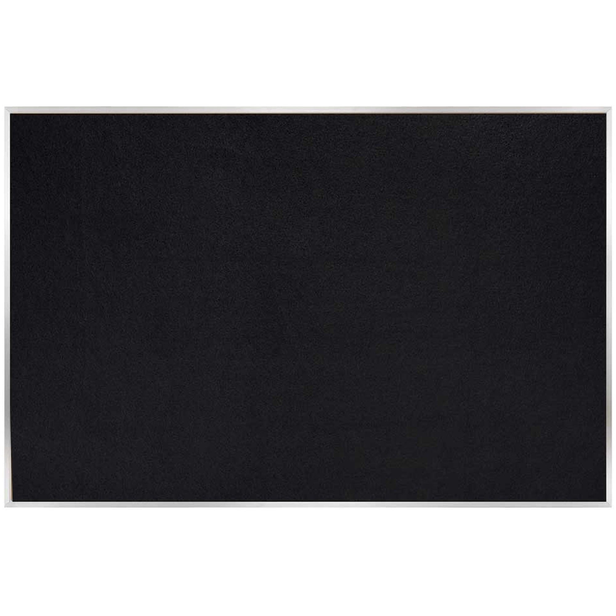 Ghent Recycled Bulletin Board, Black Rubber Surface, Aluminum Frame, 48" x 96", 1 Each
