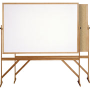 Ghent Reversible Cork Bulletin Board/Whiteboard with Wood Frame - 72" (6 ft) Width x 48" (4 ft) Height - Natural White Cork Surface - Wood Frame - Eraser Included - 1 Each