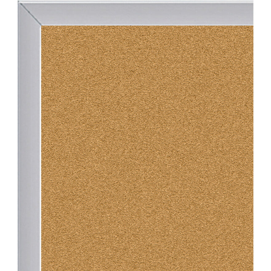 Ghent Natural Cork Bulletin Board with Aluminum Frame - 48" Board Height x 48" Board Width - Natural Cork, Fiberboard Surface - Self-healing, Laminated, Long Lasting, Rigid - Satin Aluminum Frame - 1 Each - TAA Compliant