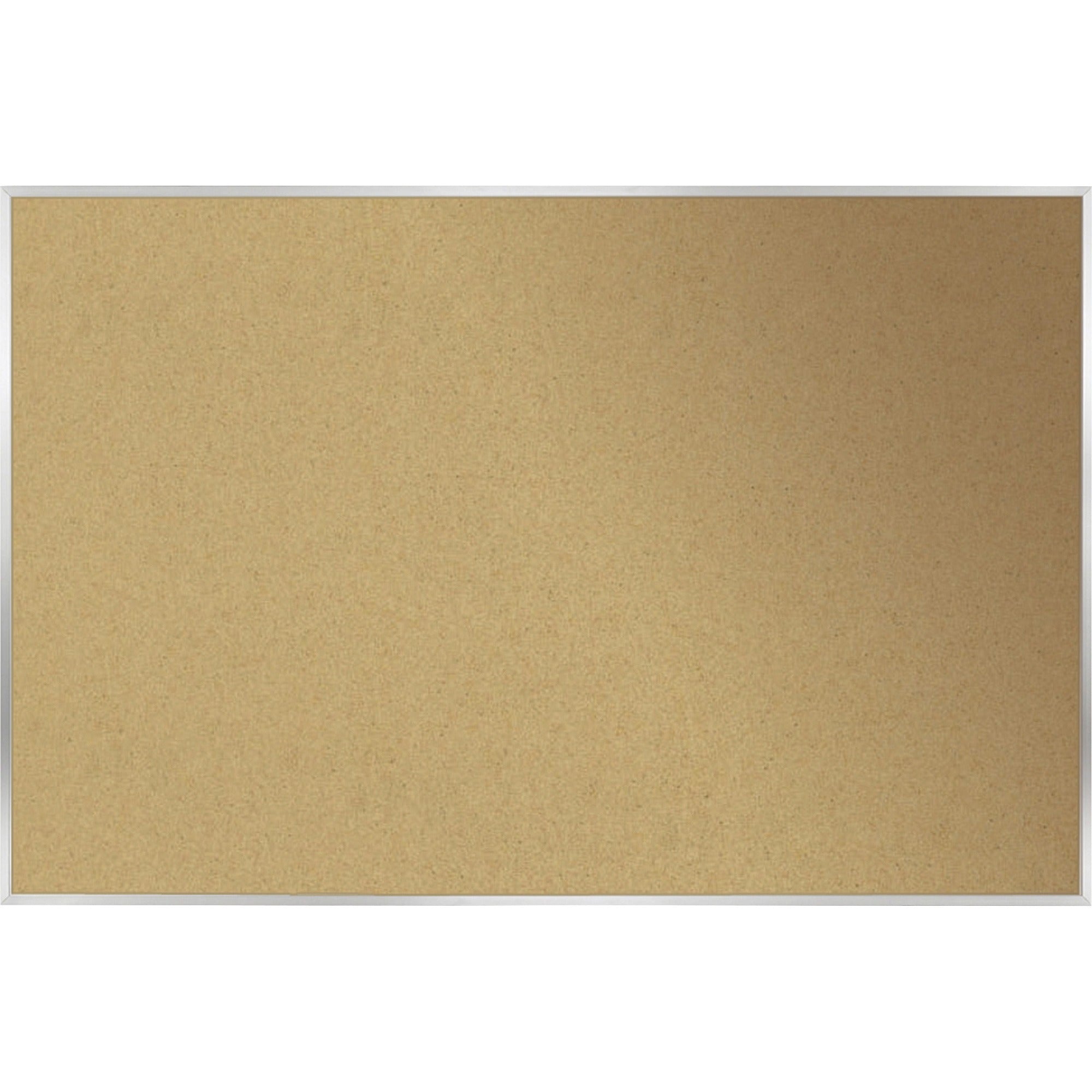Ghent Natural Cork Bulletin Board with Aluminum Frame - 48" Board Height x 12 ft Board Width - Natural Cork, Fiberboard Surface - Self-healing, Laminated, Long Lasting, Rigid - Satin Aluminum Frame - 1 Each - TAA Compliant
