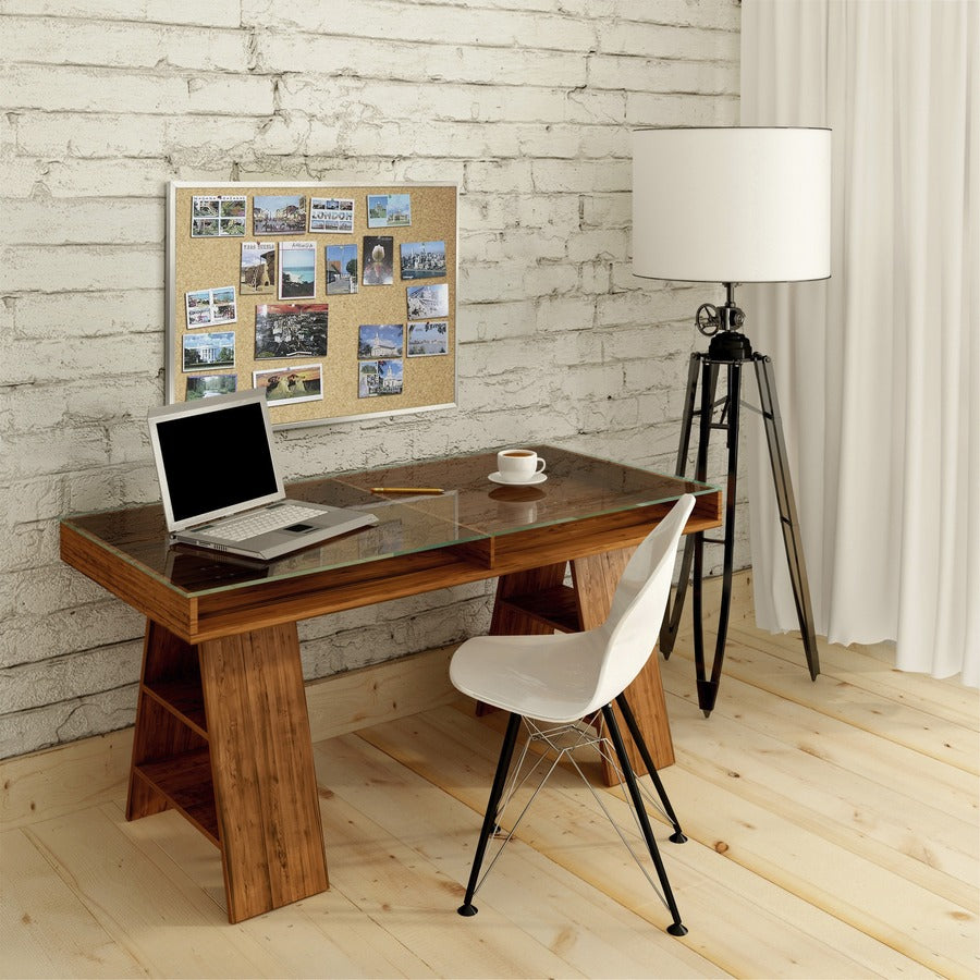 Ghent Natural Cork Bulletin Board with Aluminum Frame, 48" x 72", Self-healing, Laminated, Satin Aluminum Frame, 1 Each