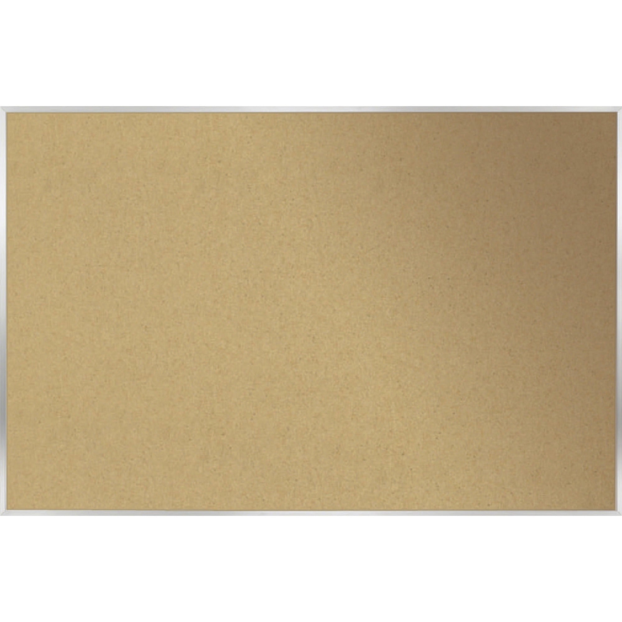Ghent Natural Cork Bulletin Board with Aluminum Frame, 36" x 48", Self-Healing Surface, Satin Aluminum Frame, 1 Each