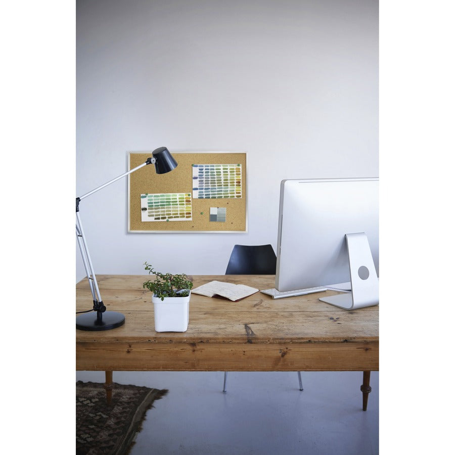 Ghent Natural Cork Bulletin Board with Aluminum Frame, 36" x 48", Self-Healing Surface, Satin Aluminum Frame, 1 Each