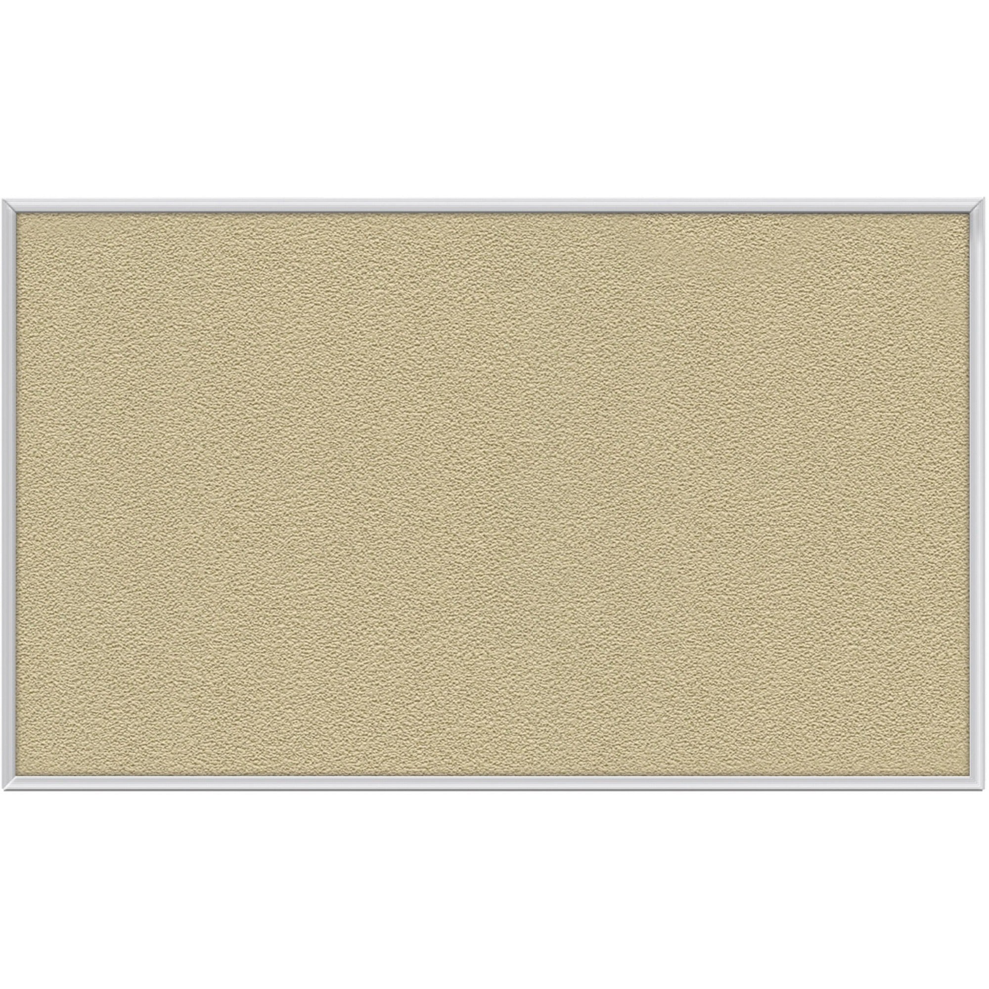 Ghent Vinyl Bulletin Board with Aluminum Frame - 48" Board Height x 60" Board Width - Caramel Vinyl, Fabric, Fiberboard Surface - Washable, Durable - Satin Aluminum Frame - 1 Each
