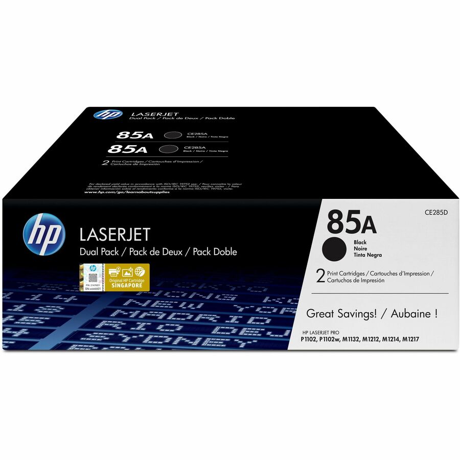 HP 85A Original Laser Toner Cartridge - Black - 2 / Carton