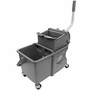 Unger Dual Compartment Mop Buckets - 4 gal - Ergonomic Design, Dual Bucket, Light Weight, Caster - Plastic - Gray - 1 / Carton
