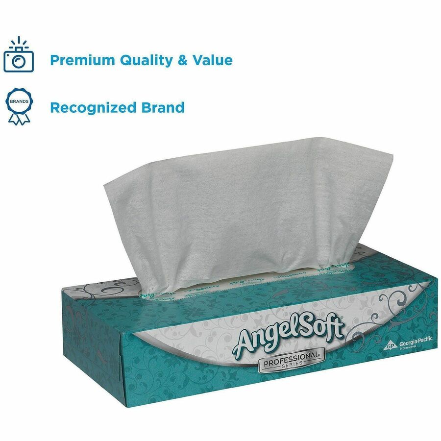 Angel Soft Professional Series Premium Facial Tissue - 2 Ply - 8.85" Width x 7.65" Length - White - Fiber - 100/Box - 30 / Carton